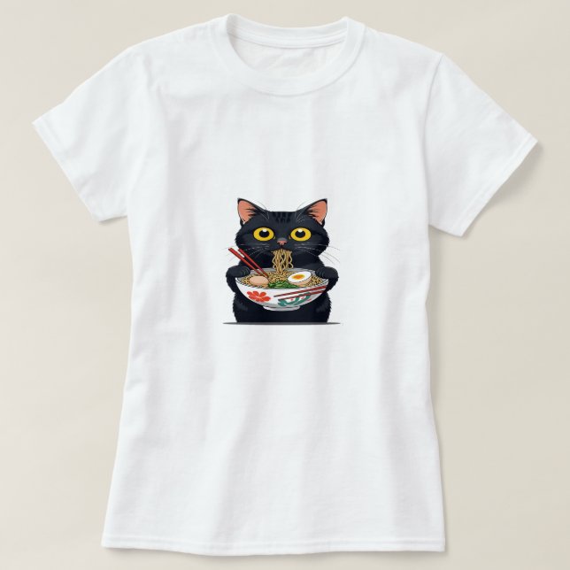 Ramen Cat - Kawaii Noodle Älskare Tee (Design framsida)