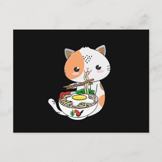 Ramen Cat Kitten Vykort (Framsida)