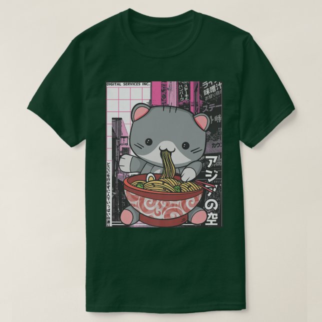 Ramen Cat Lover Kawaii Anime1494 T Shirt (Design framsida)
