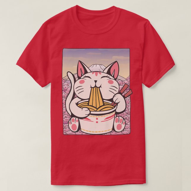 Ramen Cat Lover Kawaii Anime 1489 T Shirt (Design framsida)