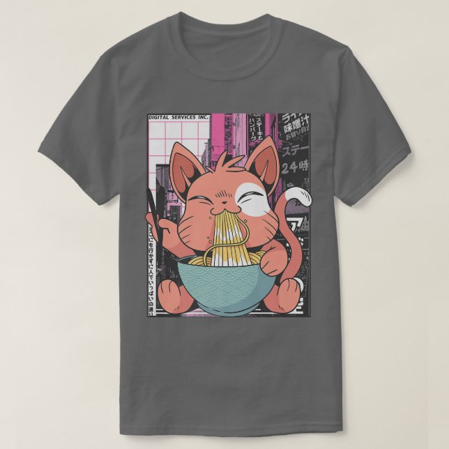Ramen Cat Lover Kawaii Anime 1495 T Shirt (Design framsida)