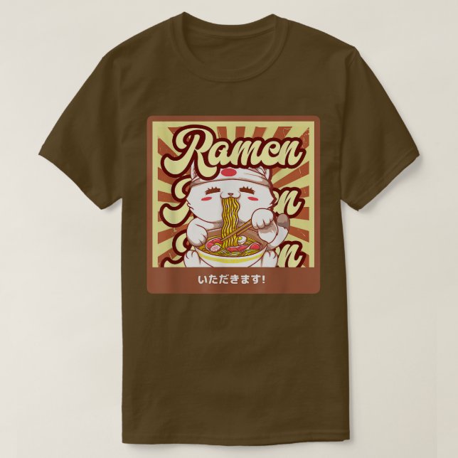 Ramen Cat Neko Anime Kawaii Japansk Cat Lover Tee (Design framsida)