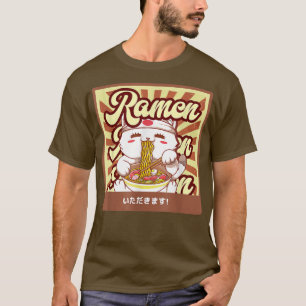 Ramen Cat Neko Anime Kawaii Japansk Cat Lover Tee