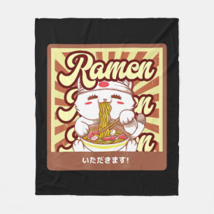 Ramen Cat Neko Anime Kawaii Japansk Cat Lover Tee Fleecefilt