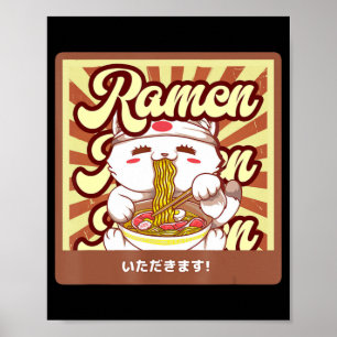 Ramen Cat Neko Anime Kawaii Japansk Cat Lover Tee Poster