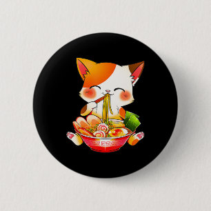 Ramen Cat Neko Anime Kawaii Japansk livsmedelsgåva Knapp