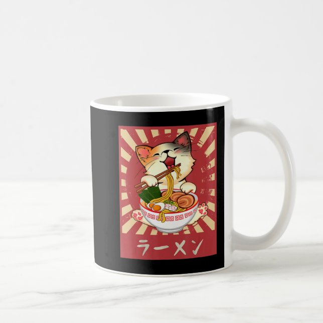 Ramen Cat Neko Anime Kawaii Japanska Merch Gifts G Kaffemugg (Höger)