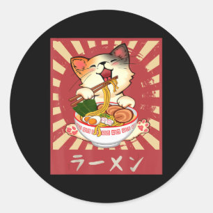 Ramen Cat Neko Anime Kawaii Japanska Merch Gifts G Runt Klistermärke