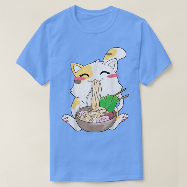 Ramen Cat Neko Anime Kawaii Japanska Merch Gifts W T Shirt (Design framsida)