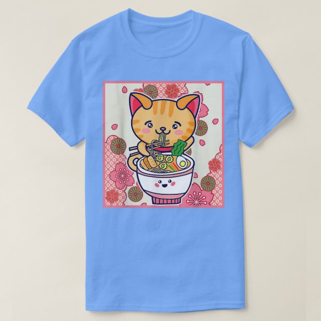 Ramen Cat Neko Japanska Kawaii Anime Cat Ramen Noo T Shirt (Design framsida)