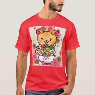 Ramen Cat Neko Japanska Kawaii Anime Cat Ramen Noo T Shirt