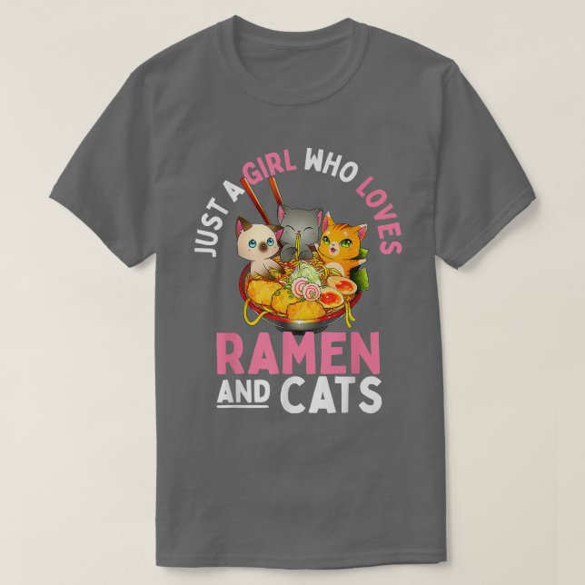 Ramen Cat Neko Kawaii Anime Cats Gift Girl Tonårin T Shirt (Design framsida)