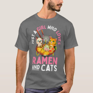 Ramen Cat Neko Kawaii Anime Cats Gift Girl Tonårin T Shirt