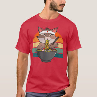 Ramen Cat Neko Noodle Anime Kawaii Japansk Funny T Shirt