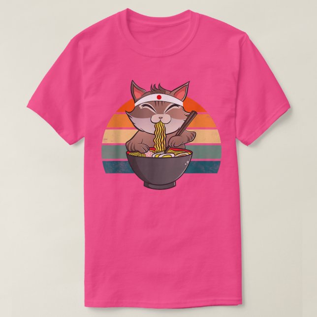 Ramen Cat Neko Noodle Anime Kawaii Japansk Funny T Shirt (Design framsida)