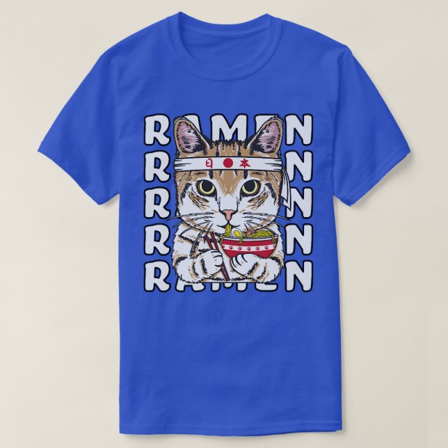 Ramen Cat Ninja Anime Kawaii japanska  T Shirt (Design framsida)