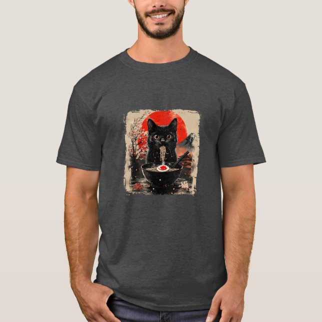 Ramen Cat, Noodle Cat T Shirt (Framsida)
