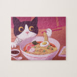 Ramen Cat Puzzle Pussel<br><div class="desc">Katt som använder chopsticks för att äta en skål nuddar.</div>