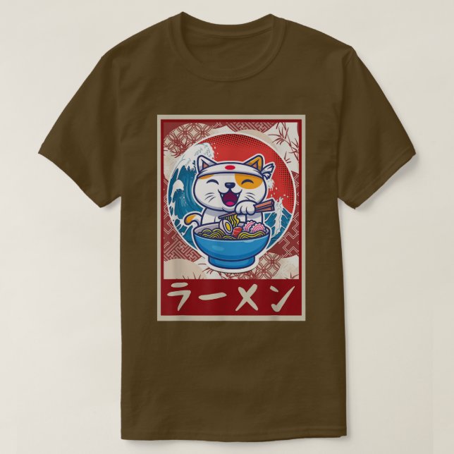Ramen Cat Shirt Kawaii Anime Japanese Food Gift Te T (Design framsida)
