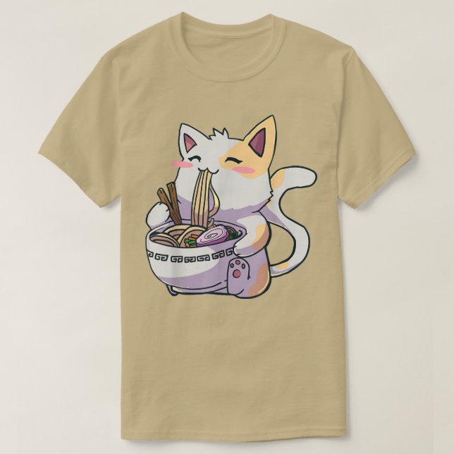 Ramen Cat T Kawaii Anime Tee Japangift  (Design framsida)