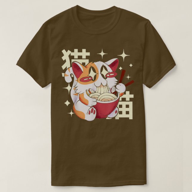 Ramen Cat T Kawaii Anime Tee Japanska presenter (Design framsida)
