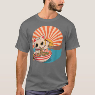 Ramen Cat T-shirt ,Japansk kawaii Cute Anime T-Sh