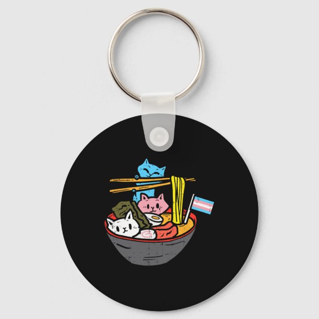 Ramen Cat Transgender Lgbt Trans Pride Janpanese N Nyckelring (Framsida)