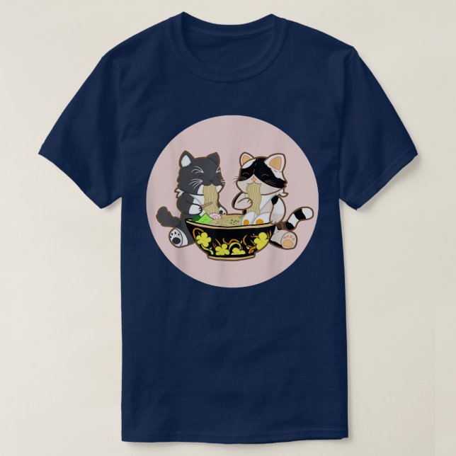 Ramen Cats Anime Kawaii japansk Gift Kattunge Kitt T Shirt (Design framsida)