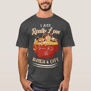 Ramen Cats Kärlek japansk Noodles Neko Kawaii T Shirt