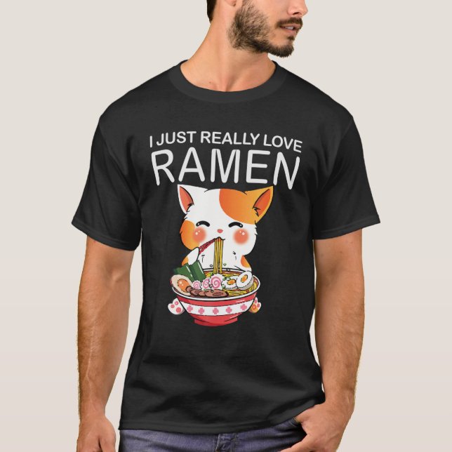 Ramen Cats Kawaii Anime Jape Food Girls T Shirt (Framsida)