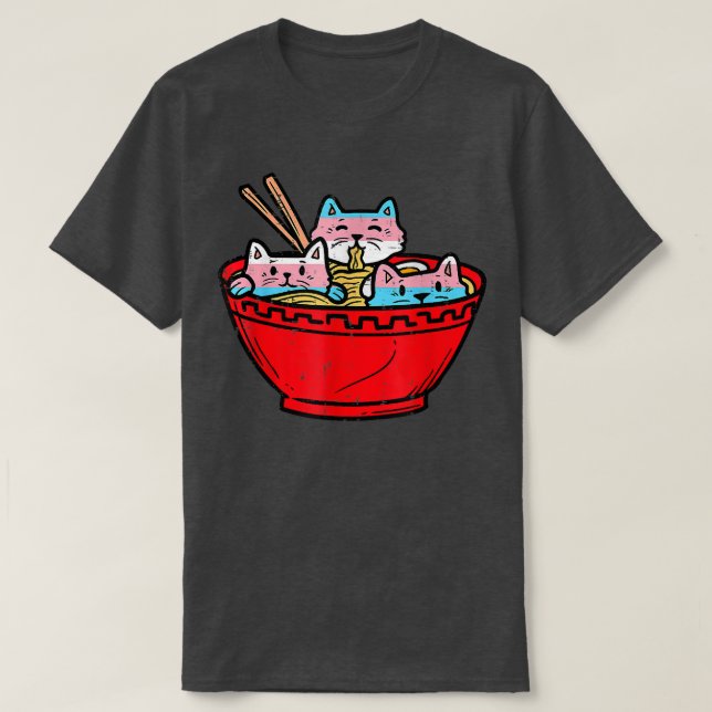 Ramen Cats Transgender Trans Pride Flagga japanska T Shirt (Design framsida)