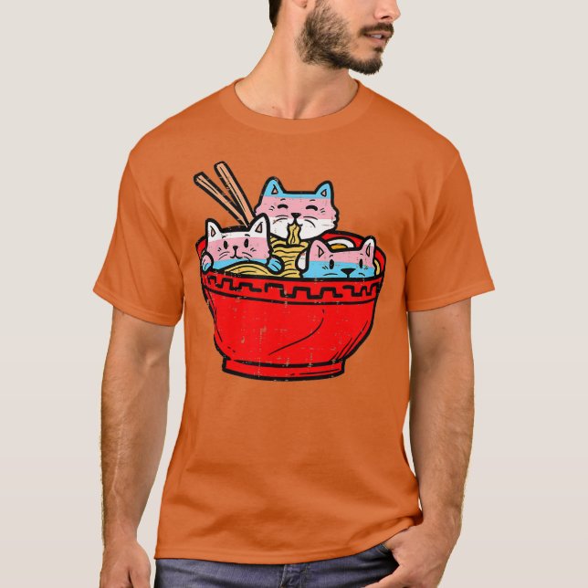 Ramen Cats Transgender Trans Pride Flagga Japanska T Shirt (Framsida)