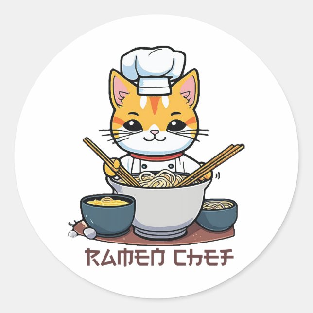 Ramen Chef Runt Klistermärke (Framsida)