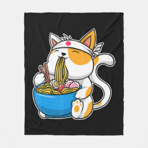 Ramen Cute Kawaii Anime Japansk Food Neko Cat Fleecefilt