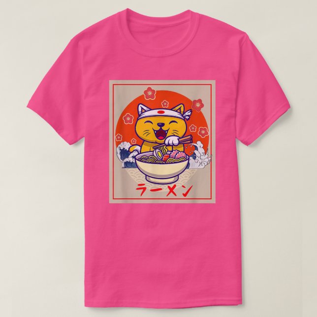 Ramen Cute Kawaii Anime Jape Food Neko Tee (Design framsida)