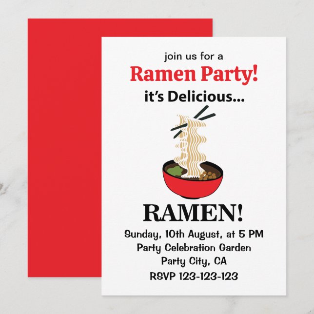 Ramen Det är gott Ramen Inbjudningar (Fram/baksida)
