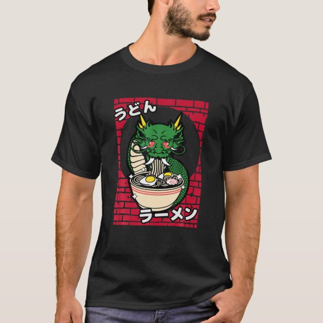 Ramen Dragon Tee Kawaii Cute Noodles Japansk amnim (Framsida)