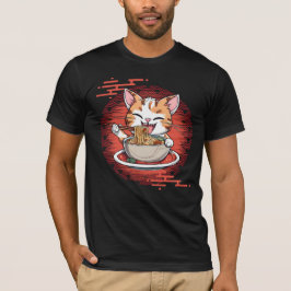 Ramen Eating Cat T Shirt