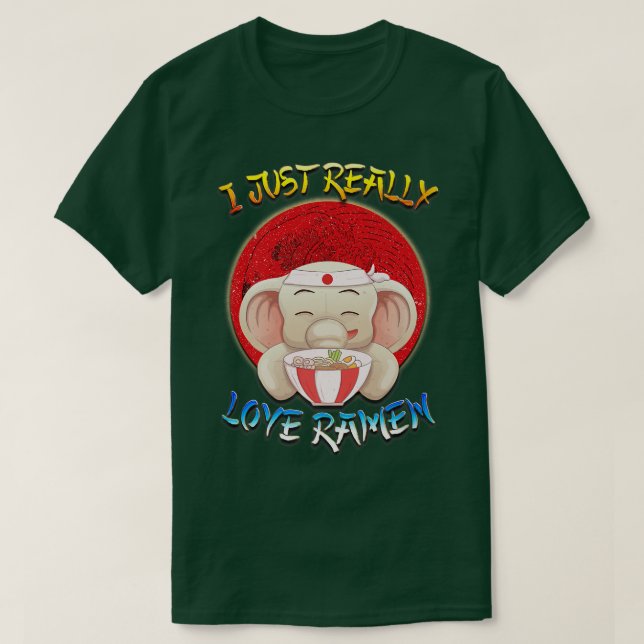 Ramen Elephant Kawaii Anime Gifts Kärlek Ramen Jap T Shirt (Design framsida)