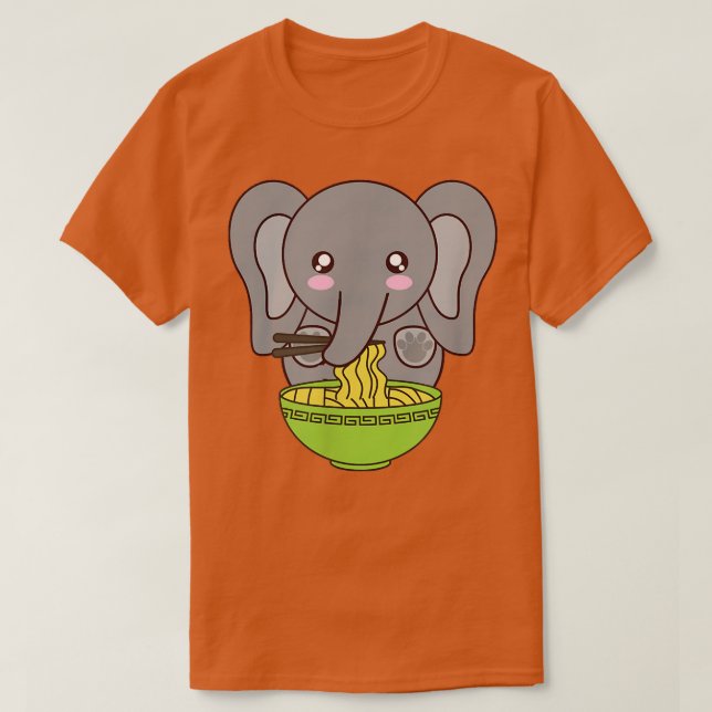 Ramen Elephant Kawaii Japanese Anime Cute Kimchi N T Shirt (Design framsida)