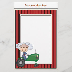 Ramen för ladugården för pojkeridningtraktoren brevpapper