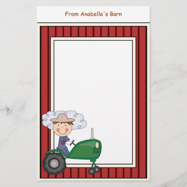 Ramen för ladugården för pojkeridningtraktoren brevpapper (Framsida)