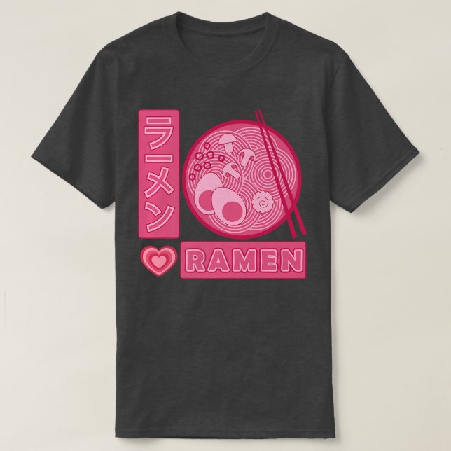 Ramen Girl Kärlek Anime Ramen Japansk  T Shirt (Design framsida)