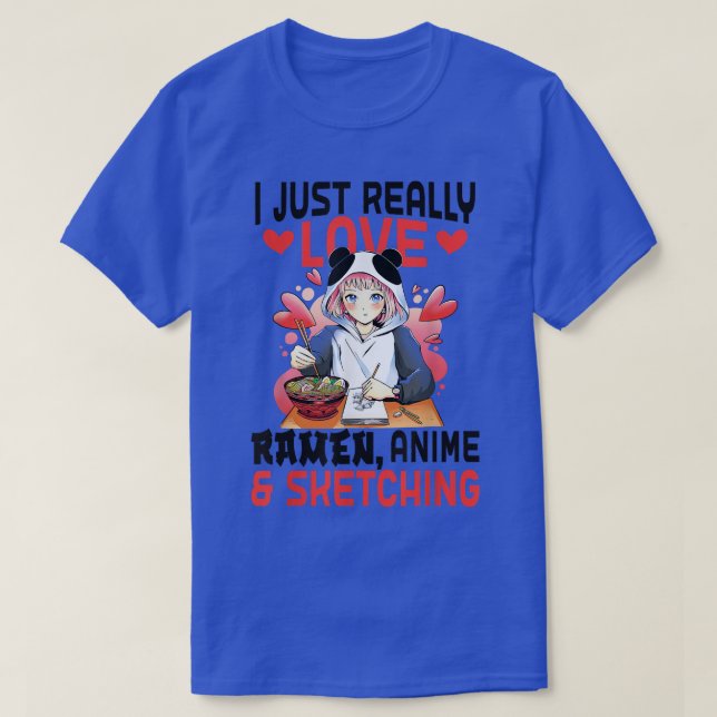 Ramen Girl Sketching Anime T Shirt (Design framsida)