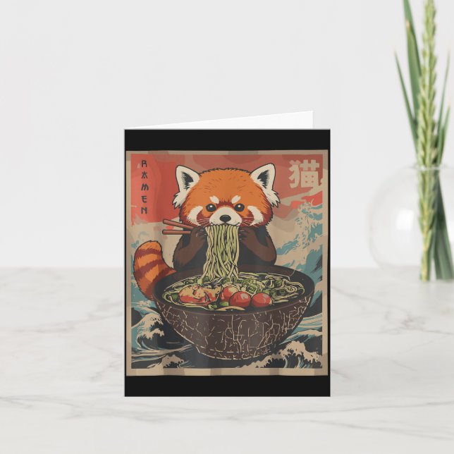 Ramen Japanese Graphic Tees Red Panda Anime Shirts Kort (Framsida)