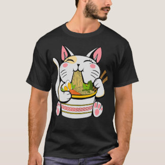 Ramen Japansk Kawaii Cat Anime T Shirt