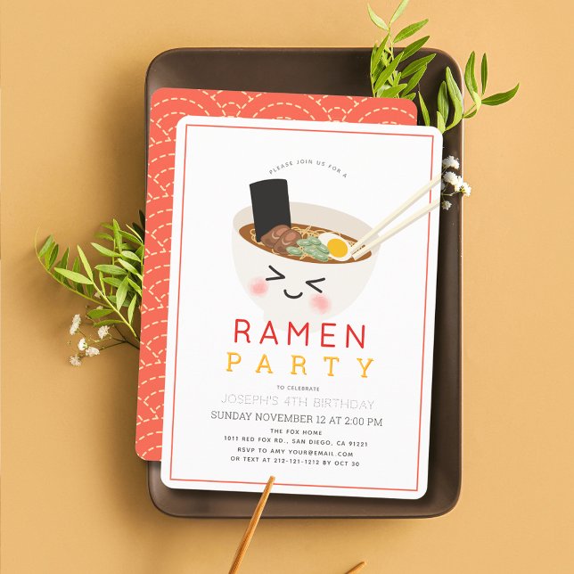 Ramen Japansk kinesisk Noodle Barn Birthday Inbjudningar (Skapare uppladdad)