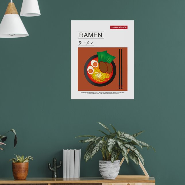 Ramen, Japansk mat, Vector Stil Wall Art Poster (Vardagsrum 1)