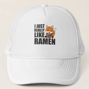 Ramen Japansk Noodle Cute Fox Eats Ramen Keps