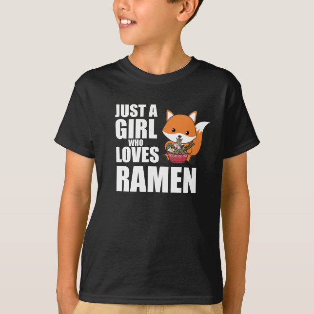 Ramen Japansk Noodle Cute Fox Eats Ramen T Shirt (Framsida)